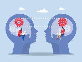brainstorming concept, Collaboration and synergy Connected mind mechanisms of the people Flat vector illustration