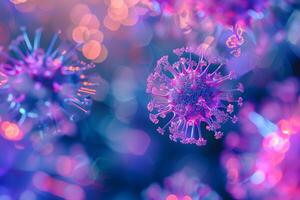 ai generado virus partículas microscópico Arte ,científico resumen fotografía foto