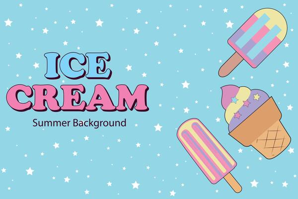 Ice cream summer background. Summer ice cream dessert. Wallpaper concept. Summer party banner. Summer festival design, bar menu, tropical background