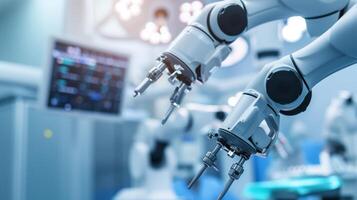 AI generated Futuristic Robotic Surgery in High-Tech Operation Room photo