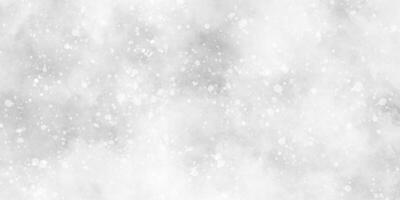 White grey watercolor with splash and soft glowing glitters, snow falling in the snow in the winter morning, sunshine or sparkling lights and glittering glow winter morning of snow falling background. photo