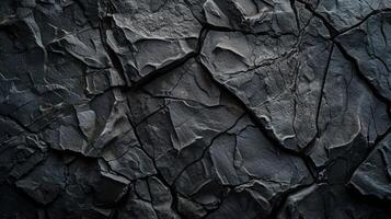 AI generated A textured black stone background crafted from the rough, dark grey surface of a mountain photo