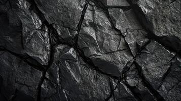 AI generated A textured black stone background crafted from the rough, dark grey surface of a mountain photo