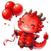 AI generated Chinese New Year Cute Dragon isolated png