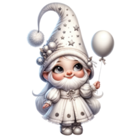 AI generated Charming illustration of gnomes in white clothes for the New Year festival. Accessorize with starry hats and seasonal decorations. png