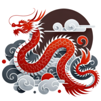 AI generated Traditional Chinese red dragon paper illustration, featuring red colors. png