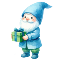 ai généré illustration de une mignonne gnome avec une bleu robe dans la Saint-Valentin journée. png