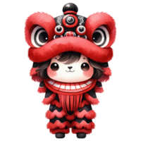 AI generated Chinese New Year Cute lion dance isolated png