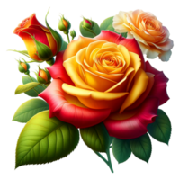 AI generated Beautiful Colorful Rose Flowers Transparency Background png