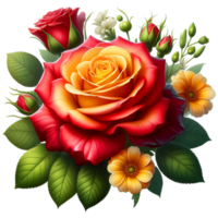 AI generated Beautiful Colorful Rose Flowers Transparency Background png