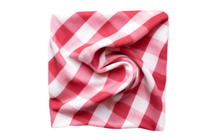 AI generated Top view of red and white napkin. Close up view. Transparent PNG inside