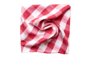 AI generated Top view of red and white napkin. Close up view. Transparent PNG inside