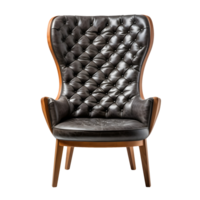 AI generated Large black and beautiful leather chair without background png