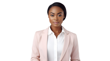 AI generated Close-up photo of african american or black business woman in suit without background png