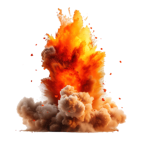 AI generated Intense fire and dust explosions isolated on transparent background, earthquake, and urban disaster concept- a dramatic representation of danger and emergency response png