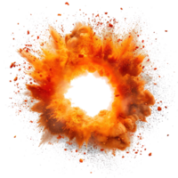 AI generated Intense circular fire and dust explosion isolated on transparent background, showcasing dynamic energy and bright, vivid flames png