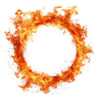 AI generated Intense circular fire and dust explosion isolated on transparent background, showcasing dynamic energy and bright, vivid flames png