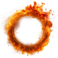 AI generated Intense circular fire and dust explosion isolated on transparent background, showcasing dynamic energy and bright, vivid flames png