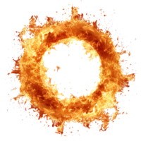 AI generated Intense circular fire and dust explosion isolated on transparent background, showcasing dynamic energy and bright, vivid flames png