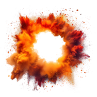 AI generated Intense circular fire and dust explosion isolated on transparent background, showcasing dynamic energy and bright, vivid flames png