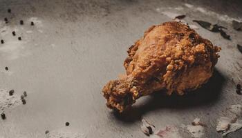 ai generado Copiar espacio imagen de asqueroso comiendo con frito pollo foto