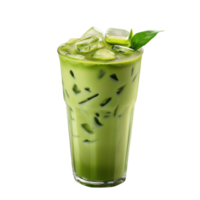 ai generado con hielo matcha latté aislado en transparente antecedentes png