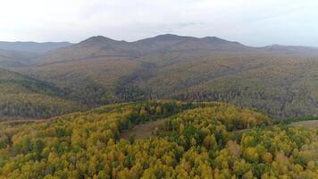 planant au dessus le majestueux l'automne montagnes video