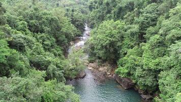 Aerial view of jungle river on Koh Kut video