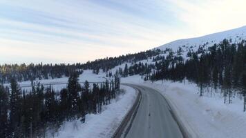 Aerial View of Winter Road video