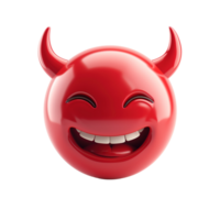 ai genererad 3d ikon leende röd jäkel ansikte emoji isolerat på transparent bakgrund png