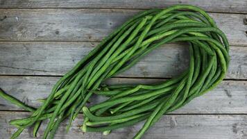 Yard long bean isolated on the grey background. photo