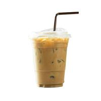 Iced of coffee cup on glass cup isolated white background. photo