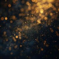 AI generated Golden Christmas particles and sprinkles for a holiday celebration like Christmas or new year. shiny golden lights. wallpaper background photo