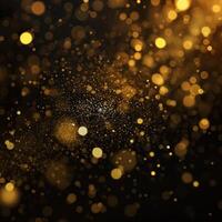 AI generated Golden Christmas particles and sprinkles for a holiday celebration like Christmas or new year. shiny golden lights. wallpaper background photo