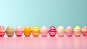 AI generated easter allusive background with space for text colored eggs photo