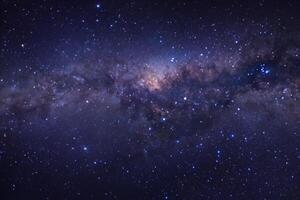 Milky way galaxy with stars and space dust in the universe, Long exposure photograph, with grain. photo