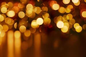 Christmas lights background with golden bokeh photo