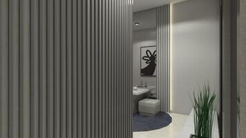 Simple Slat Wall Panel Ideas for Interior Decoration Room, 3D Illustration photo