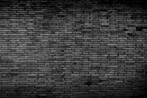 Black brick walls that are not plastered background and texture. The texture of the brick is black. Background of empty brick basement wall. photo