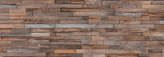 Panorama wood wall background. Abstract wooden texture banner with copy space for text or wallpaper. photo