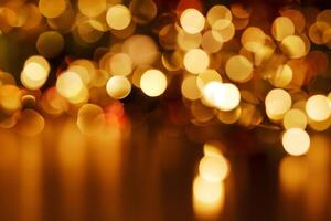 Navidad luces antecedentes con dorado bokeh foto