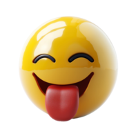 ai gegenereerd 3d icoon gezicht met tong emoji geïsoleerd Aan transparant achtergrond png