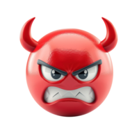 ai gegenereerd 3d icoon boos rood duivel gezicht emoji geïsoleerd Aan transparant achtergrond png