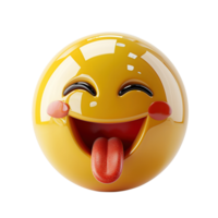 ai generiert 3d Symbol lächelnd Gesicht mit Zunge Emoji isoliert auf transparent Hintergrund png