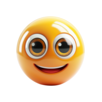 AI generated 3d icon smiling face with big eyes emoji isolated on transparent background png