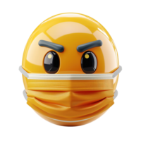 ai generado 3d icono cara con máscara emoji aislado en transparente antecedentes png