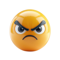 ai gegenereerd 3d icoon niet tevreden gezicht emoji geïsoleerd Aan transparant achtergrond png