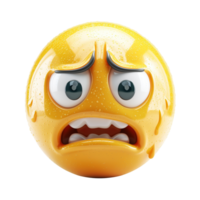 AI generated 3d icon anxious face with sweat emoji isolated on transparent background png