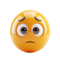 AI generated 3d icon worried face emoji isolated on transparent background png