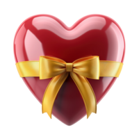 AI generated 3d rendering of red heart with yellow ribbon isolated on transparent background png